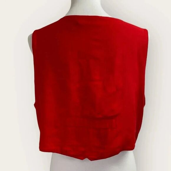 90's Vintage red embroidered vest. Women's small. Fall gold green tapestry - Picture 7 of 16